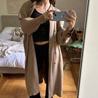 Trench vintage in seta 100% beige