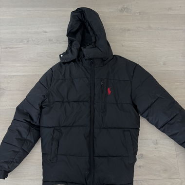 Piumino nero con cappuccio Ralph Lauren