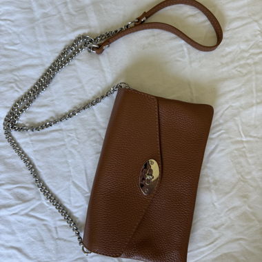 Camel leather crossbody bag
