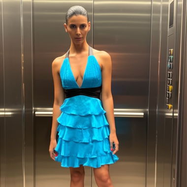 Metallic blaues Kleid in Gr. XS
