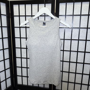 Top débardeur côtelé gris avec empiècement bustier