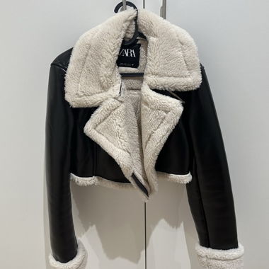 Zara Short Teddy Biker Jacket