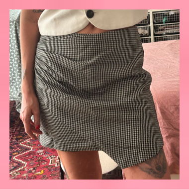 Mango Grey Beige Houndstooth Skirt