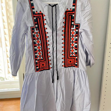Light blue embroidered tunic dress