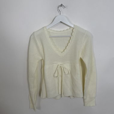 Cream Knit Tie-Front Sweater