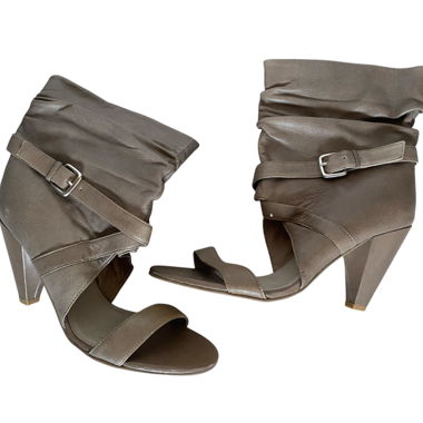Pumps en cuir véritable Y2K taupe gris, pointure 41