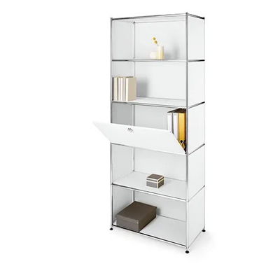 hohes Regal Metall CN3 mit Klappenfach 2x - weiss
