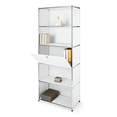 hohes Regal Metall CN3 mit Klappenfach 2x - weiss