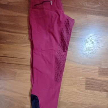 Pantalon d’équitation à empiècement complet en bordeaux-rose