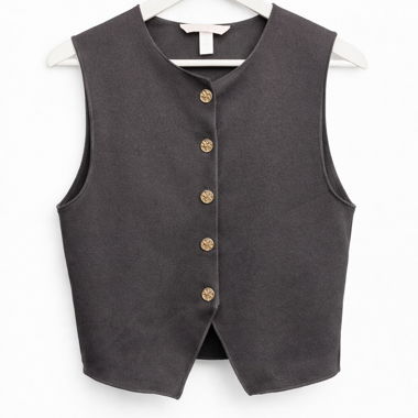 Top gilet nero con bottoni dorati