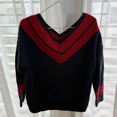 Navy and Red Knit Sweater