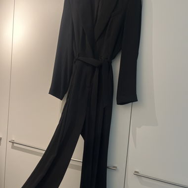 Black jumpsuit with tie belt