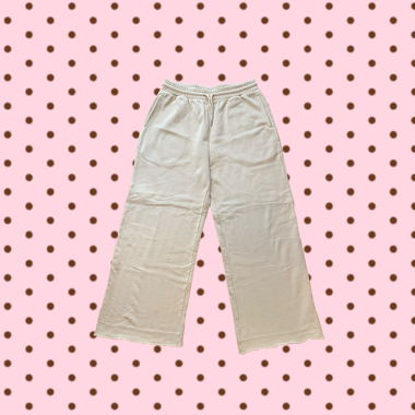 Cremefarbene Loungehose mit weitem Bein