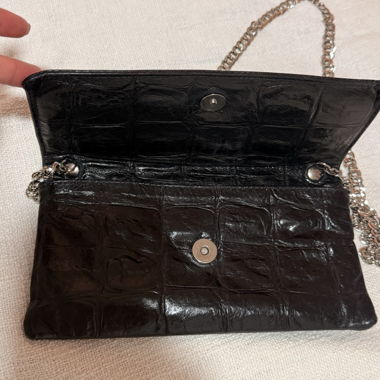 Black Croc-Effect Clutch Bag
