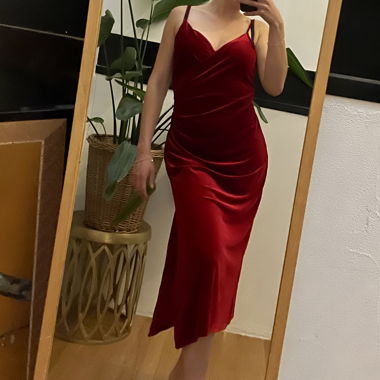 Brand New Zara Wine Red Dress (Leg Slit)