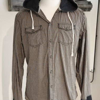 Camicia da uomo a quadri con cappuccio taglia XL W14