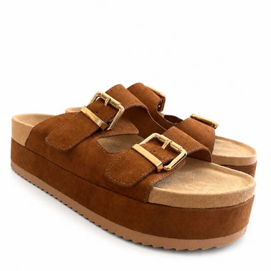 Braune Plateausandalen mit Schnallen