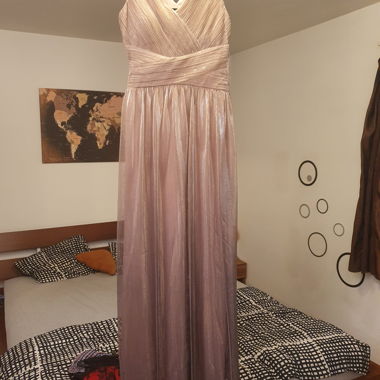 Long Rosé Evening Dress with Glitter