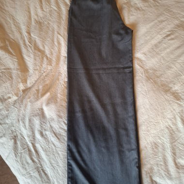 Grey Wide-Leg Fabric Pants
