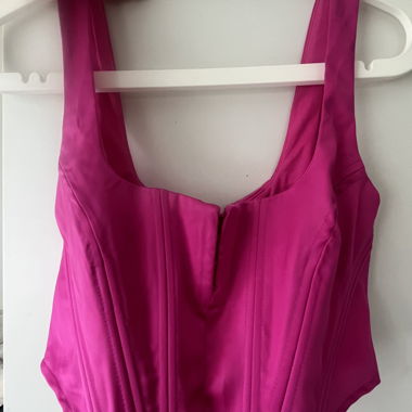 Top corset rose avec fermeture éclair