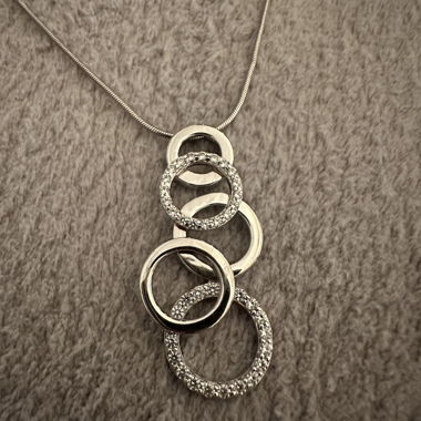 925 Silber Kette mit Zirkonia Kreisen