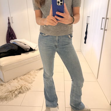 Light blue bootcut jeans
