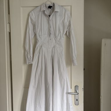 Robe chemise à col Bardot XS blanc manches longues