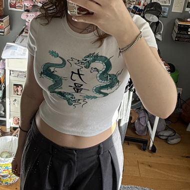 White Y2K Cropped T-Shirt