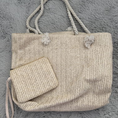 Geflochtene Strandtasche mit Etui
