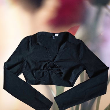 Crop top manches longes noir