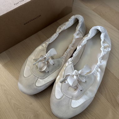 Ivory Satin Ballet Flats