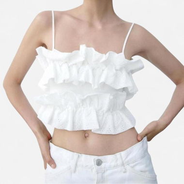 Top corto bianco con volant