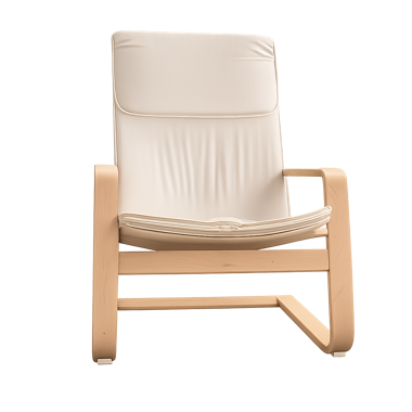 Poltrona beige con struttura in legno
