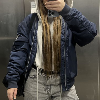 Blue bomber jacket