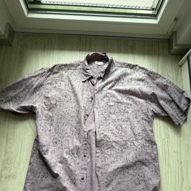 Vintage Short Sleeve Shirt Lilac with funky print