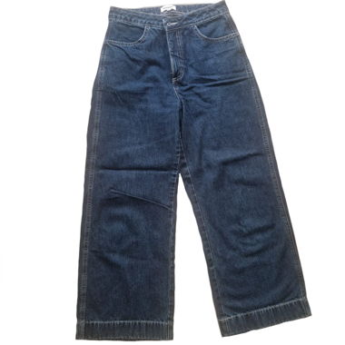 Jeans in denim a gamba larga