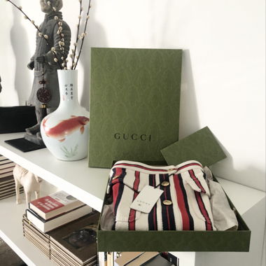 Gestreifter Minirock in Ecru Rot Blau GUCCI 