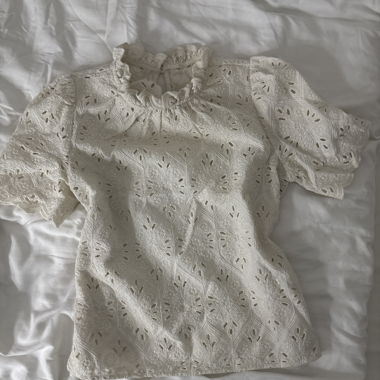 White Lace-Trim Top