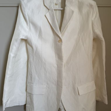 H&M Leinen-Mix Blazer Creme EUR 34, NEU