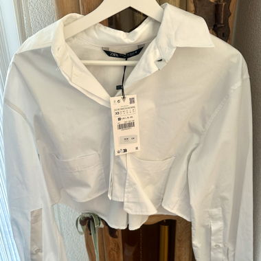 Zara Bluse Crop-Top XS Weiss Neu