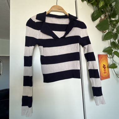 Pull côtelé à rayures