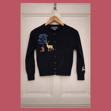 Schwarzer Cardigan mit Stickerei Collectif
