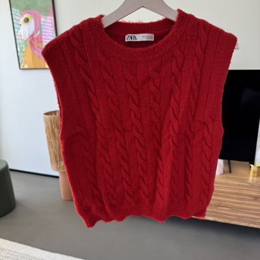 Pull sans manches rouge Zara