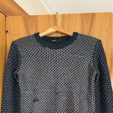 schwarzer Strick Pullover mit Silber Fäden