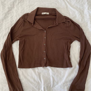Polo in maglia marrone