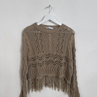 Pull à franges en maille Zara
