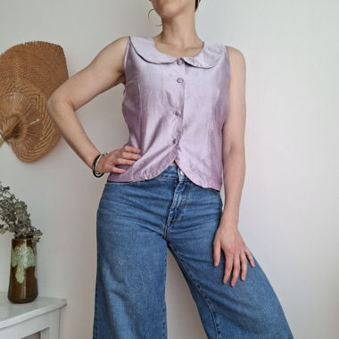Raw silk top