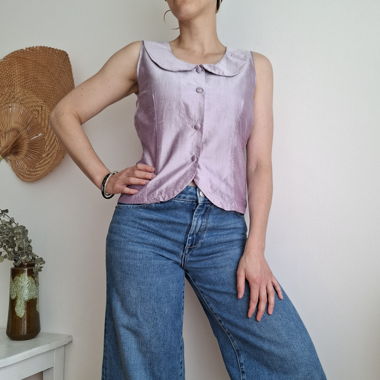 Raw silk top