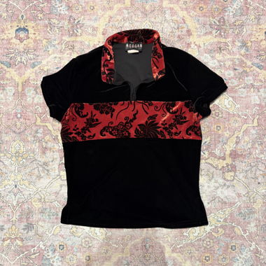 Morgan Velvet Polo Shirt black/red