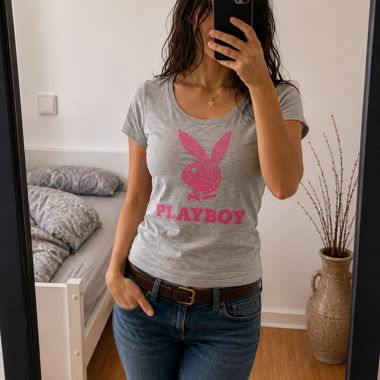 Y2K Playboy T-Shirt grey 